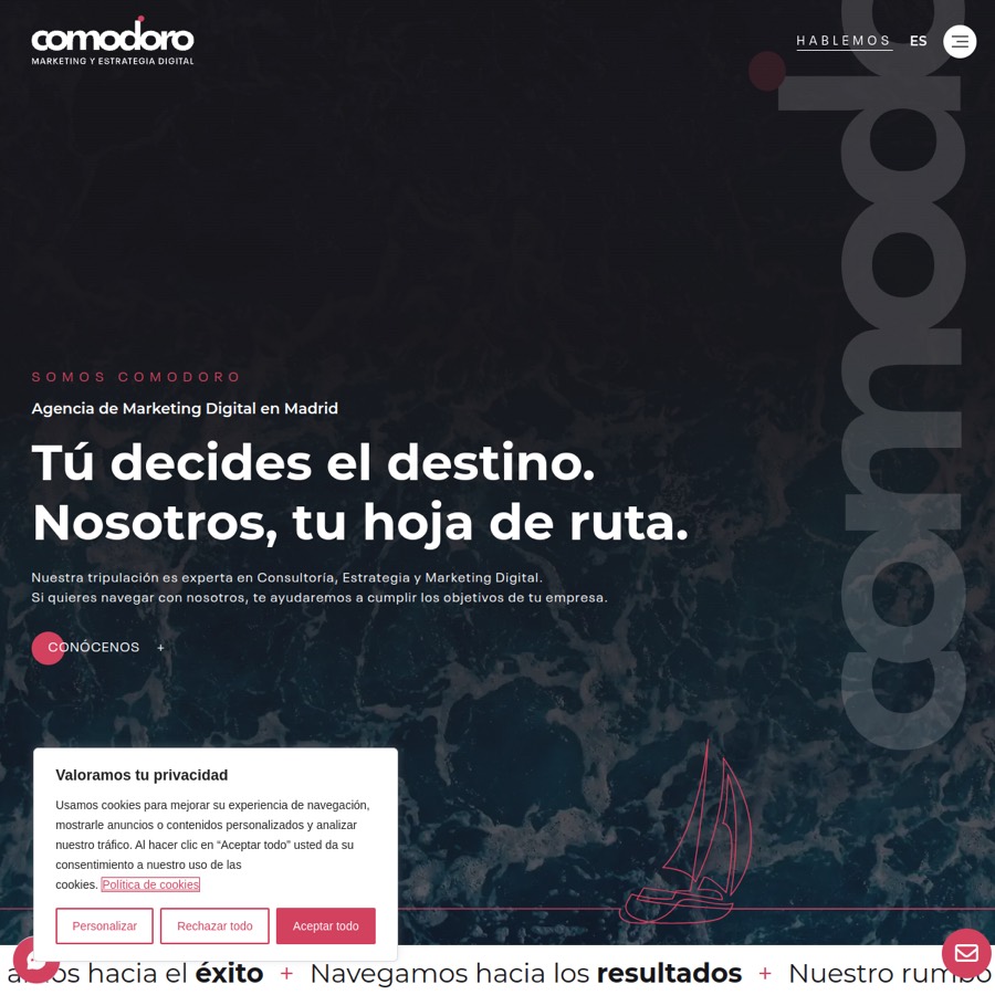 Capture du site Comodoro Marketing