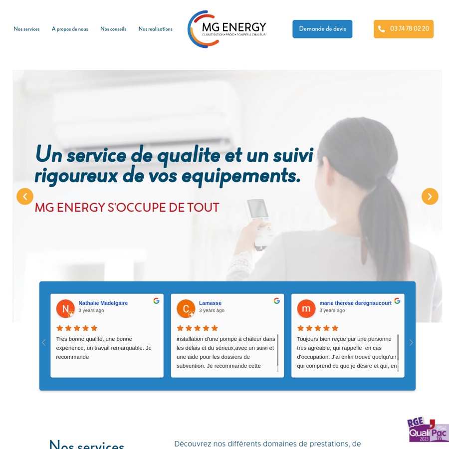 Capture du site MG Energy